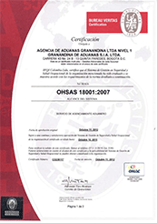 Certificado Bureau Veritas OHSAS 18001:2007